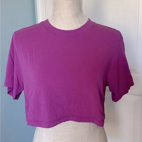 lululemon athletica Tops - Lululemon All Yours Cropped T-Shirt Size 2 Purple